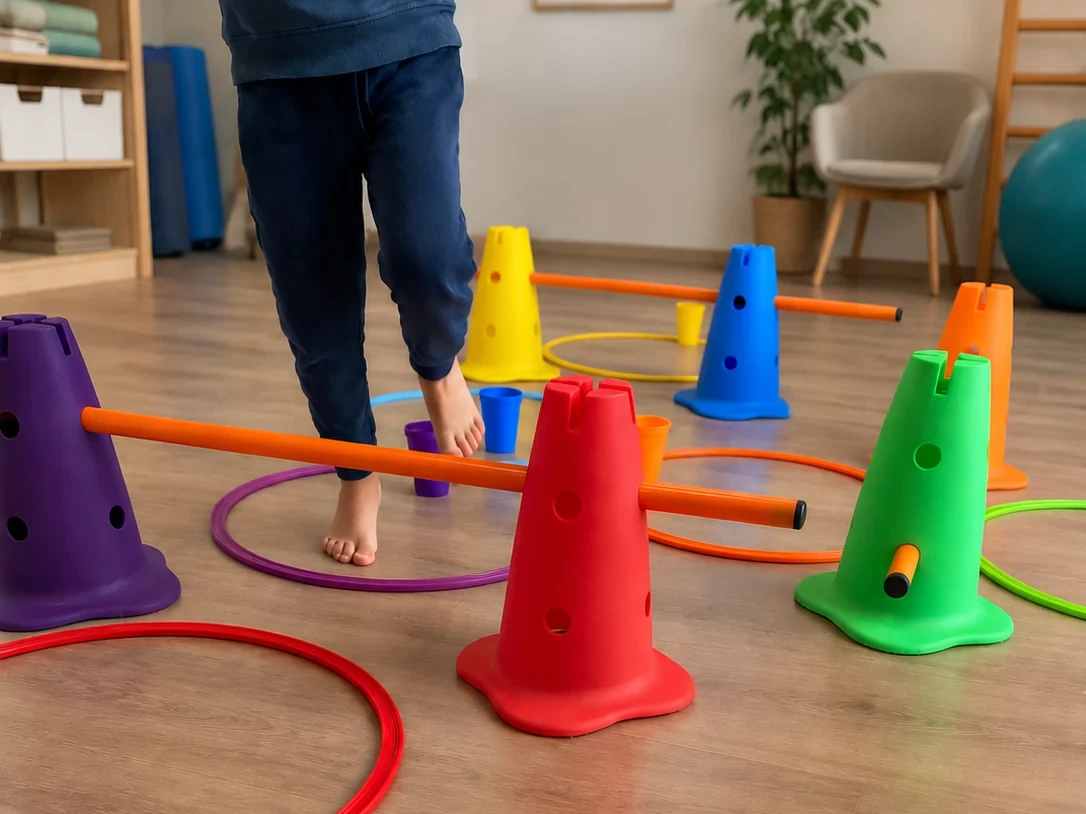 Parcours moteur ludique en physiothérapie pédiatrique à Althéa Santé